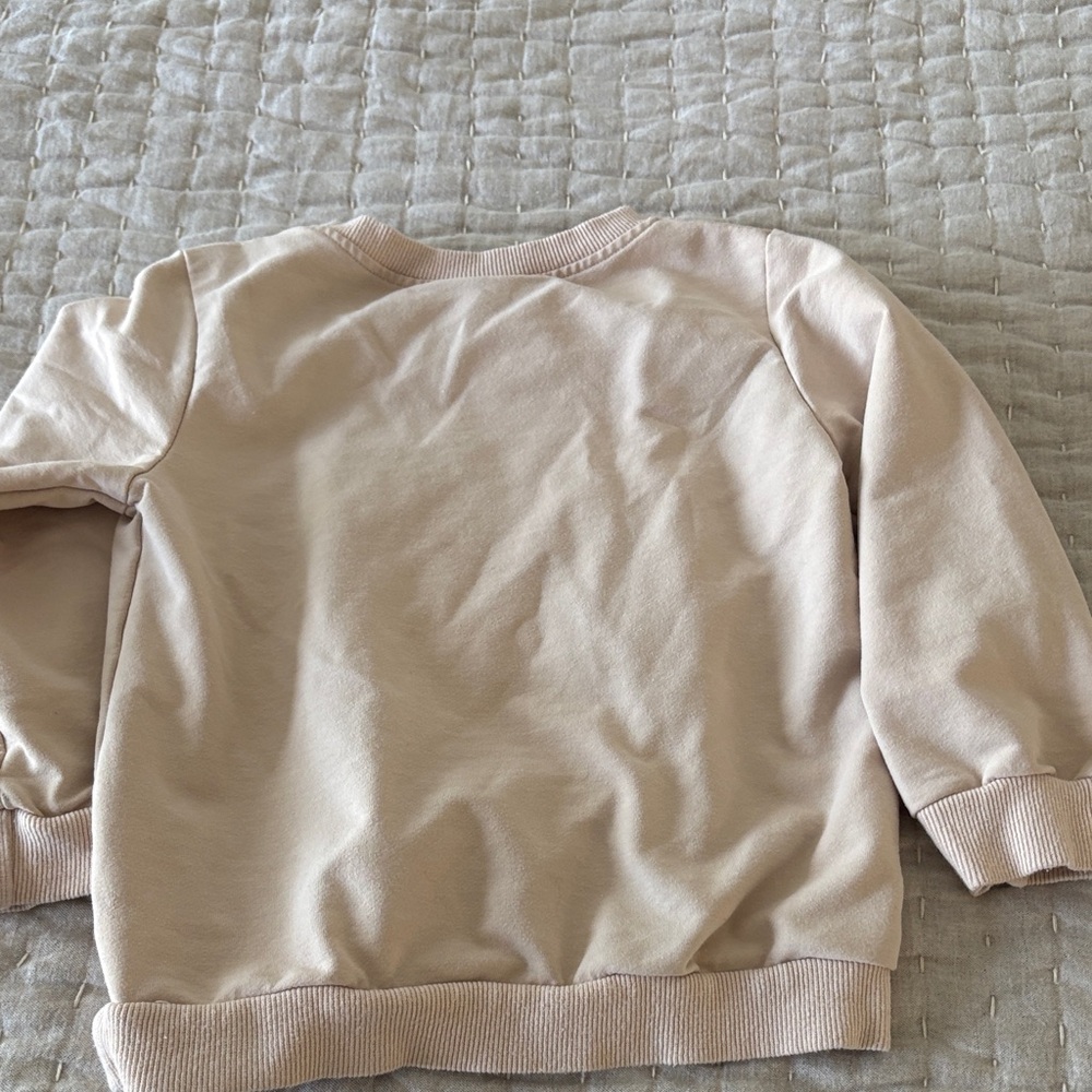 Beige Ribbed Collar Sweatshirt - Picture 4 of 5